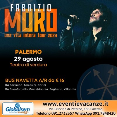 BUS per FABRIZIO MORO in Concerto a Palermo il 29 agosto 2024