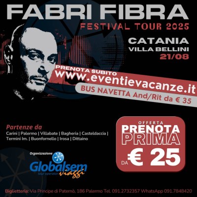 BUS per ALFA da Palermo in Concerto a Catania il 12 luglio 2025