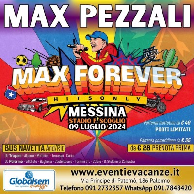 BUS per MAX PEZZALI da Palermo, Trapani e provincia in Concerto a Messina il 09 luglio 2024