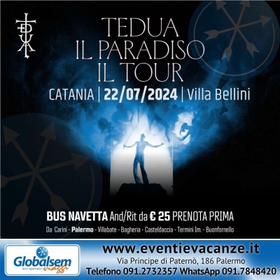 BUS per TEDUA da Palermo in Concerto a Catania il 22 luglio 2024