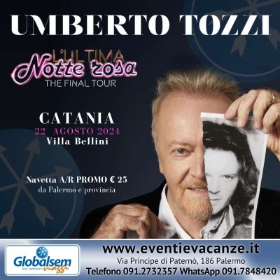 BUS per UMBERTO TOZZI da Palermo in Concerto a Catania il 31 luglio 2024